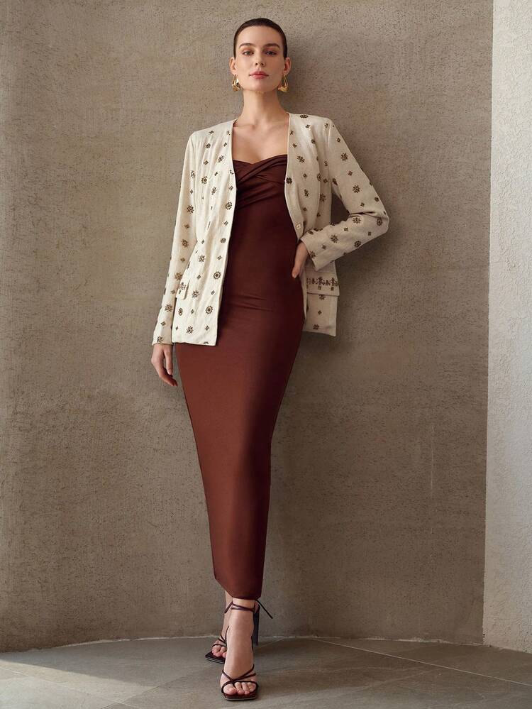 ELEGANT BEADED EMBROIDERED WOMEN'S THIN BLAZER