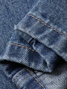 DAZY 女士圆领无袖牛仔背心和筒状牛仔裤休闲牛仔套装 - 中等水洗藍 - 查看 8