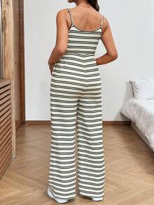 SHEIN Bộ áo liền quần bầu thiết kế cài nút, thắt eo, kiểu dáng thường ngày, có chức năng cho con bú. - Màu be - Xem 9