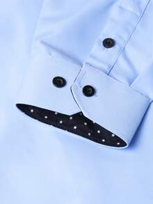 Manfinity Bizformal Men's Single-Breasted Casual Versatile Commuting Long Sleeve Shirt Blue Dress Shirt For Men Blue Designer Shirt Men's Luxury Shirts Baby Blue Shirts For Men - Blue - View 7