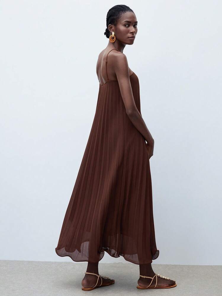SHEIN Maija Summer  Floral Smocked Ruffle Hem Flowy Maxi Dress Mother's Day São João Women's Clothing Country Concert Going Out Outfits Shades Of Brown Elegant