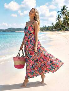 Sylviya 女士休闲热带香蕉印花无袖夏季连衣裙 女士夏季穿搭 女士夏季连衣裙 女士沙滩装 女士沙滩裙 女士休闲连衣裙 女士度假装 - 彩色 - 查看 6