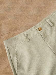 Manfinity VCAY Set de costum casual pentru bărbați, cu guler crestat, culoare solidă, jachetă, vestă și pantaloni, cu un singur rând de nasturi, stil casual - Verde - Vizualizare 18