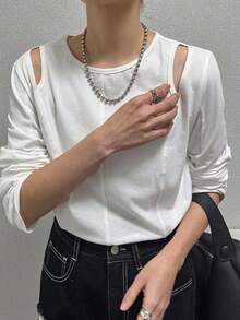 FRIFUL 女士分肩T恤，夏季款 - 白色 - 查看 6