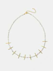 MOTF PREMIUM Dây chuyền mạ vàng 18K hai tông màu bạc ánh kim, đính hạt lấp lánh, có thể cá nhân hóa. - Nhiều màu - Xem 2