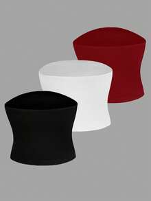 Olithes 3 Piezas/set Tops Femeninos Sin Tirantes De Color Sólido - Multicolor - Ver 2