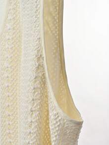 SHEIN LUNE Camisa tipo chaleco para mujer talla grande, de tela jacquard con encaje, corte holgado en línea A - Albaricoque - Ver 7