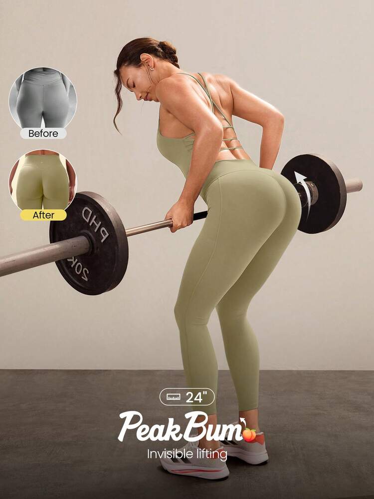 24" Peakbum Powersculpt™-Air Sculpt Flex Sweat-Wicking Cool Feel V-Waist Butt-Lifting Leggings High Impact Workout Running Training Fall Winter