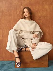 Rosivie Mocasines planos de mujer con diseño de hebilla y estampado de vaca, versátiles y de moda - Café integral - Ver 2