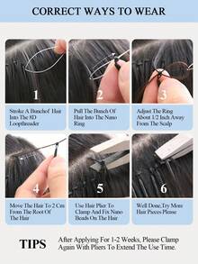 8D Micro Link Nano Beads Hair Extensions,16-22 INCH 50G/Pack, Micro Loop Human Hair Extensions, Invisible No Trace,Straight Human Hair,Invisible Mini Silicon Beads Easy To Install,Seamless, Natural Straight Hair,Perfect For Long Hair Lengthening, Hair Lengthening Straight Hair Texture Natural Hair Look - Multicolor - View 8