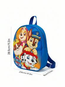 SHEIN | PAW Patrol 1pc Cute Cartoon Rubble, Skye, Chase Pattern Mini Polyester Backpack With Adjustable Shoulder Strap, Back To School - Blue - View 7
