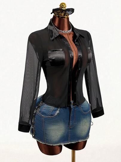 Mistrie Women's Sheer Mesh Blouse , Summer Outfits  Summer Tops , Summer Clothes, Summer Outfits For Women  , Summer Top  , Summer Outfit For Women  Summer , Summer Outfits  ,Summer Clothes, Summer Outfits For Women  ,  Summer Outfit For Women