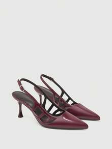 CUCCOO BIZCHIC 女士时尚优雅尖头高跟凉鞋 - 酒紅色 - 查看 7