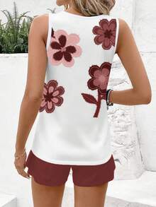 SHEIN LUNE 女士休闲圆领背心短裤两件套，适合夏季穿着 - 彩色 - 查看 2