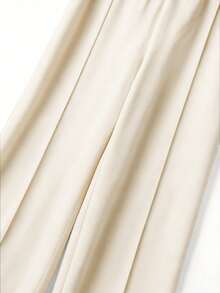 SHEIN Franclia Women's Elegant Commuter Pearl Embellished Wide Leg Pants - Apricot - View 7