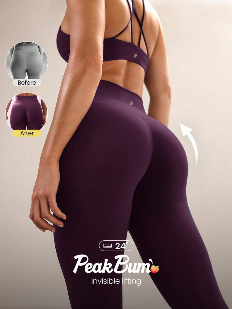 24" Peakbum Powersculpt™-Air Sculpt Flex Sweat-Wicking Cool Feel V-Waist Butt-Lifting Leggings High Impact Workout Running Training Fall Winter