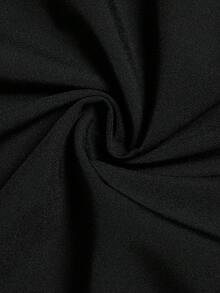 Elenzga Mono informal con lazo y pierna ancha para mujer de talla grande para citas y fiestas - Negro - Ver 4