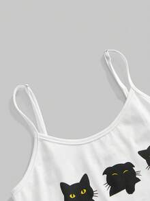 ROMWE Kawaii Cat Print Camisole For Women - White - View 7