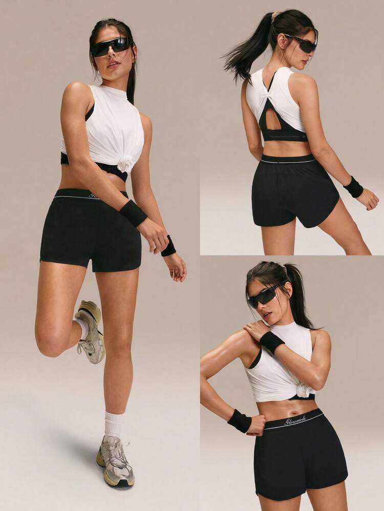 3.0'' VitalSwift Glow For Miles High-Waist Lightweight Quick-Dry Elastic Adjustable Drawstring Side Split Hem Reflective Strips Built-In Briefs Running Shorts Training Tennis Workout Daily Active Wear