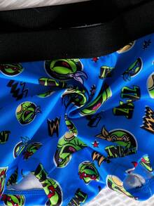 TEENAGE MUTANT NINJA TURTLES | SHEIN Quần lót nam in hình hoạt hình, kiểu dáng thường ngày. - Đen và trắng - Xem 4