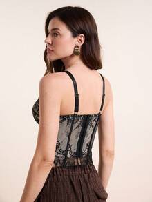 Hourtrue Áo croptop ren màu trơn, thích hợp cho các buổi hẹn hò hàng ngày, đi chơi đêm, hộp đêm, tiệc tùng, tụ họp, tiệc bể bơi, đi học, kỳ nghỉ, công sở, đi làm và các dịp khác, đồ cần thiết khi đi du lịch, thanh lịch, áo corset, áo mùa hè, áo có áo ngực tích hợp, áo mùa hè cho nữ, thích hợp cho tiệc cưới, lễ hội. - màu đen - Xem 2