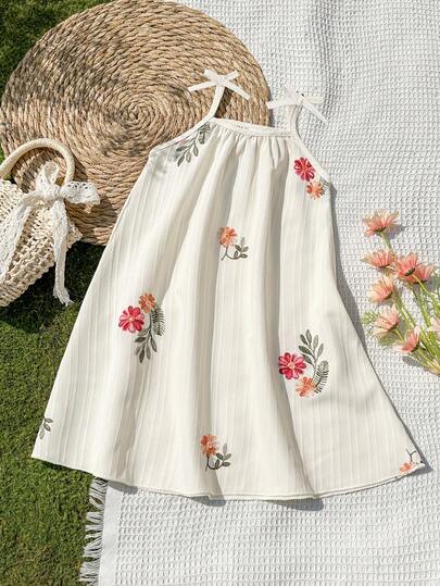 SHEIN Vintaside Kids 女童碎花休闲/假日A字吊带连衣裙