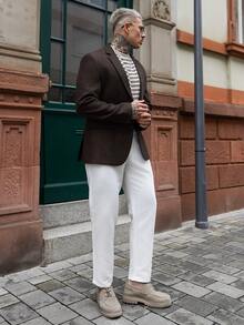 Artur Kramer Men's Solid Color Pocket Straight-Leg Casual Work Pants - White - View 5