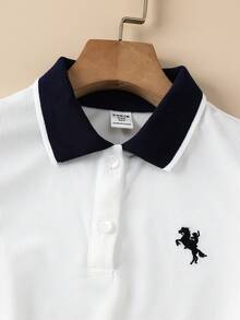 SHEIN 少女针织领修身休闲连衣裙 - 白色 - 查看 4