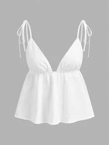 Comfortcana Women's Casual Camisole, Babydoll Camisole, 100% Cotton, White Camisole, Backless Camisole, Women's Summer Cami Top,Beach Top,Summer Utfits,White Top - White - View 2
