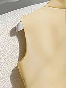 Franclia Chaqueta de chaleco de mujer de verano de color amarillo mostaza , chaqueta formal con cuello alto, elegante y encantadora para negocios y uso diario, parte superior de color amarillo mantequilla y amarillo pastel - Amarillo - Ver 7