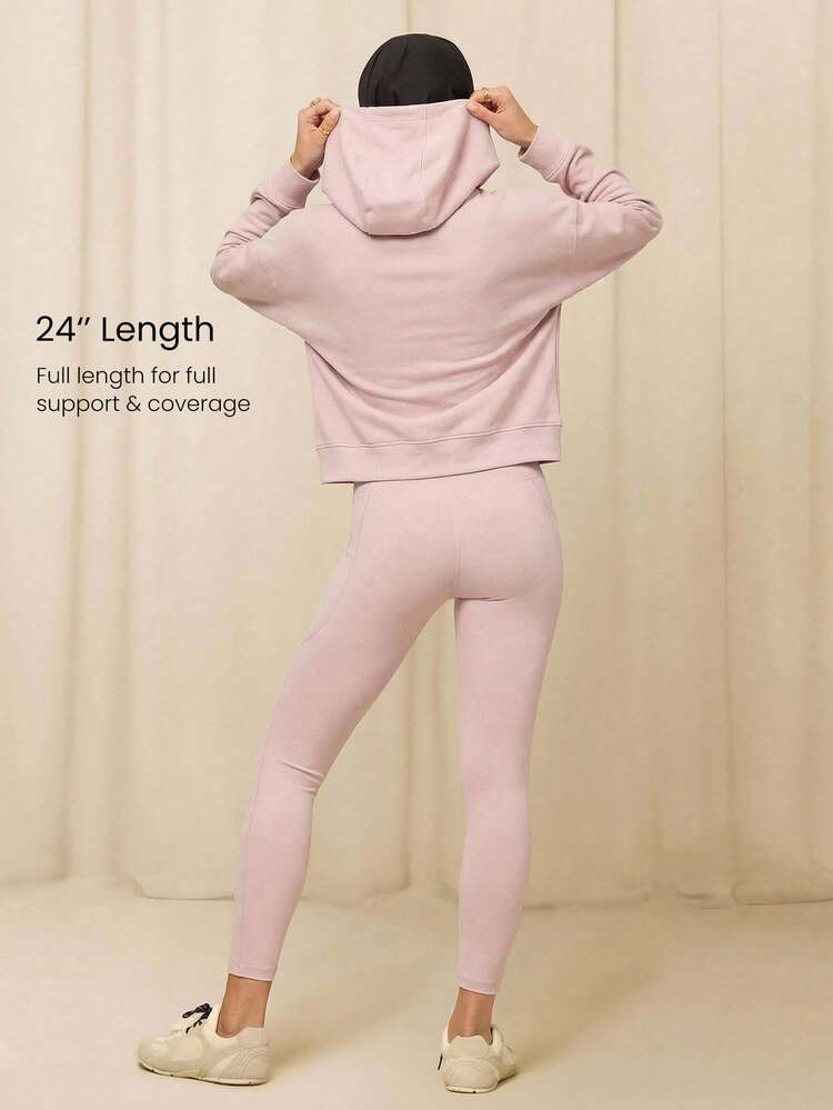 24" FeatherFit™ Red High-Rise Side Pocket Leggings Gym Fall Winter