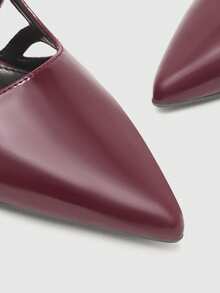 CUCCOO BIZCHIC 女士时尚优雅尖头高跟凉鞋 - 酒紅色 - 查看 8