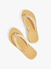 Grefit 【海岛度假风】麻绳编织厚底人字拖 2026 夏季新款时尚软底浴室拖鞋 女款 - 麻黃 - 查看 2