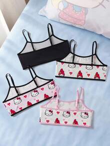 HELLO KITTY AND FRIENDS | SHEIN 少女卡通印花休闲日常吊带背心 - 黑色 - 查看 2