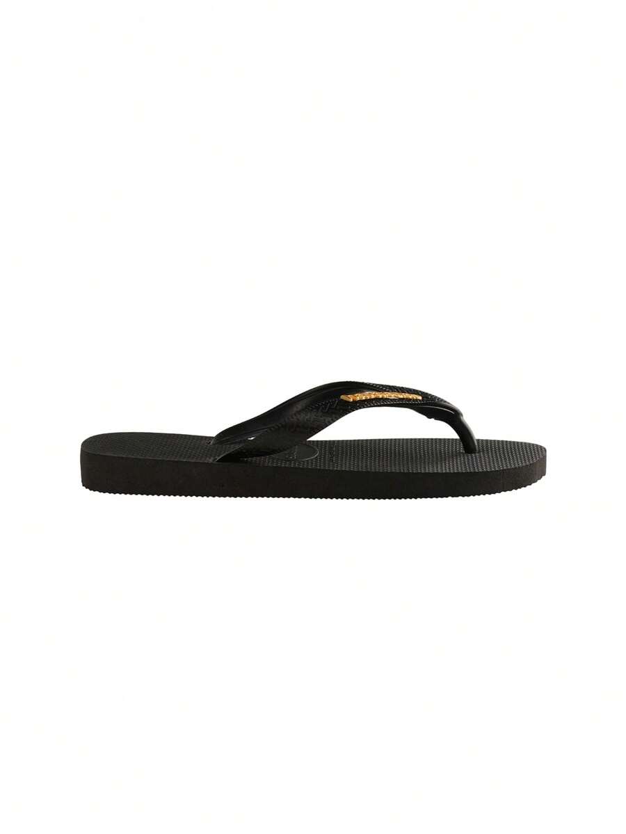 Havaianas Logo Metallic Women's Flip-Flops Gold / Silver 4127244 - Black/Black - View 1