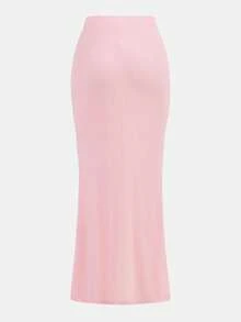 SHEIN طقم تي شيرت كتف غير متماثلة مطوية وتنورة مزينة بزهور ثلاثية الأبعاد للفتيات المراهقات، طقم عصري للحفلات - وردي - مشاهدة 8