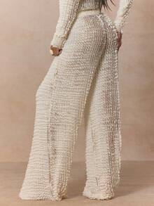 MUSERA Low Waist Ruffled Frill Trousers Coord Bottoms Only Cute Spring Holiday Girly Sugar Salt - Cream - View 4