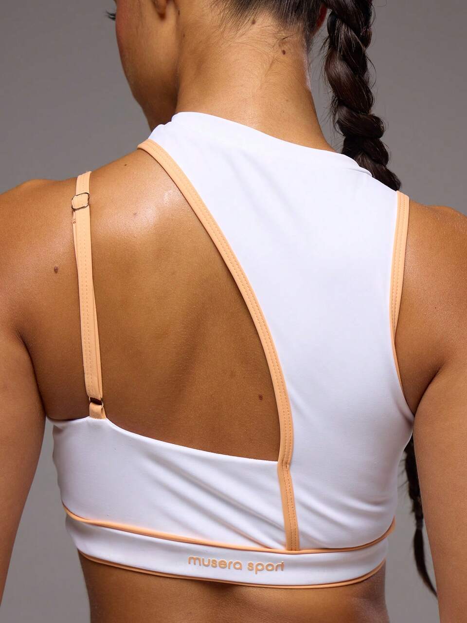 Top Esportivo Assimétrico com Costura em Contraste, Apenas para Esportes, Treino, Academia, Pilates, Fitness, Uso Diário, Casual, Feminino, Verão, Transpiração Intensa