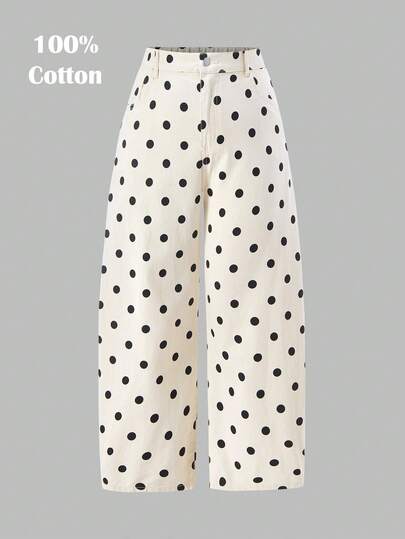 SHEIN MOD 大码女式牛仔裤，带腰带环和波点图案