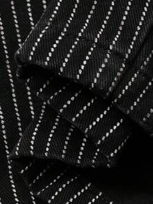 DAZY Jeans de pierna de barril de talle bajo con rayas para mujer, pantalones vaqueros de estilo casual de calle lavados - Negro - Ver 8