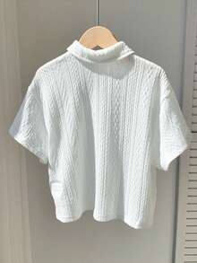 SHEIN Little Byeori 1件男童休闲、舒适、时尚、百搭、柔软、宽松短袖polo衫，适合春、夏、秋季日常穿着、运动、郊游、上学、聚会、节日、拍照等场合。 - 白色 - 查看 8
