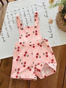LMoss Kids Baby Girl Cherry Print Woven Romper - Multicolor - View 6