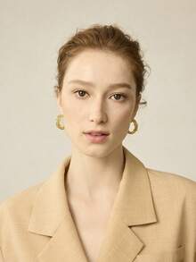 MOTF PREMIUM PRE18K GOLD PLATED BAMBOO MESH GEMSTONE TEMPERAMENT SIMPLE EARRINGS - Yellow Gold - View 9