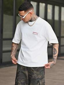 Devon Thys Áo thun nam cổ điển dáng hộp cắt cúp màu trắng cỡ chuẩn, mùa hè - trắng - Xem 5