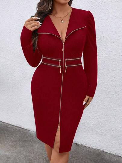 Juhart 大码女式黑色拉链派对及情人节连衣裙