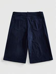 ROMWE MEN Casual 男士休闲灯芯绒花卉刺绣短裤 - 藍色 - 查看 8