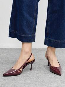 CUCCOO BIZCHIC 女士时尚优雅尖头高跟凉鞋 - 酒紅色 - 查看 6