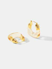 MOTF PREMIUM 欧美亚克力拼接耳环 女士个性化百搭气质简约U型耳环 - 金色香檳色 - 查看 4