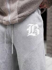 Artur Kramer 男士休闲运动字母印花抽绳腰运动裤 - 灰色 - 查看 3