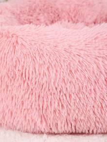 1 pieza Cama redonda de peluche para mascotas, cojín de sueño suave y cálido adecuado para gatos y perros pequeños/medianos, cama para perros y gatos para todas las estaciones - Rosa - Ver 3